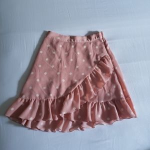 Lauren Conrad Ruffle Mini Skirt in Pink Polka Dot